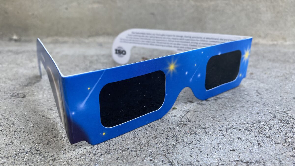 Pair of cardboard solar eclipse glasses